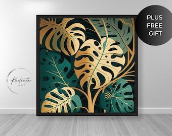 Impression Art nouveau Monstera | Art mural botanique (téléchargement numérique)
