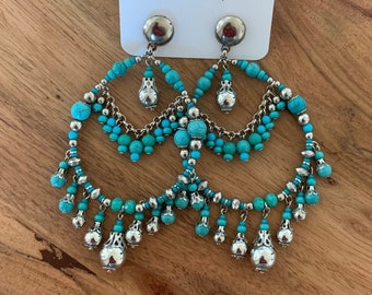 Turquoise Chandelier Earrings | Handmade Statement Jewelry for Every Occasion Aesthetic Jewelry Handmade Jewelry Teal jewelry