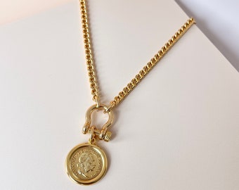 Gold Statment Coin Necklace | Mothers Day Jewelry Gift | Gift for Mom