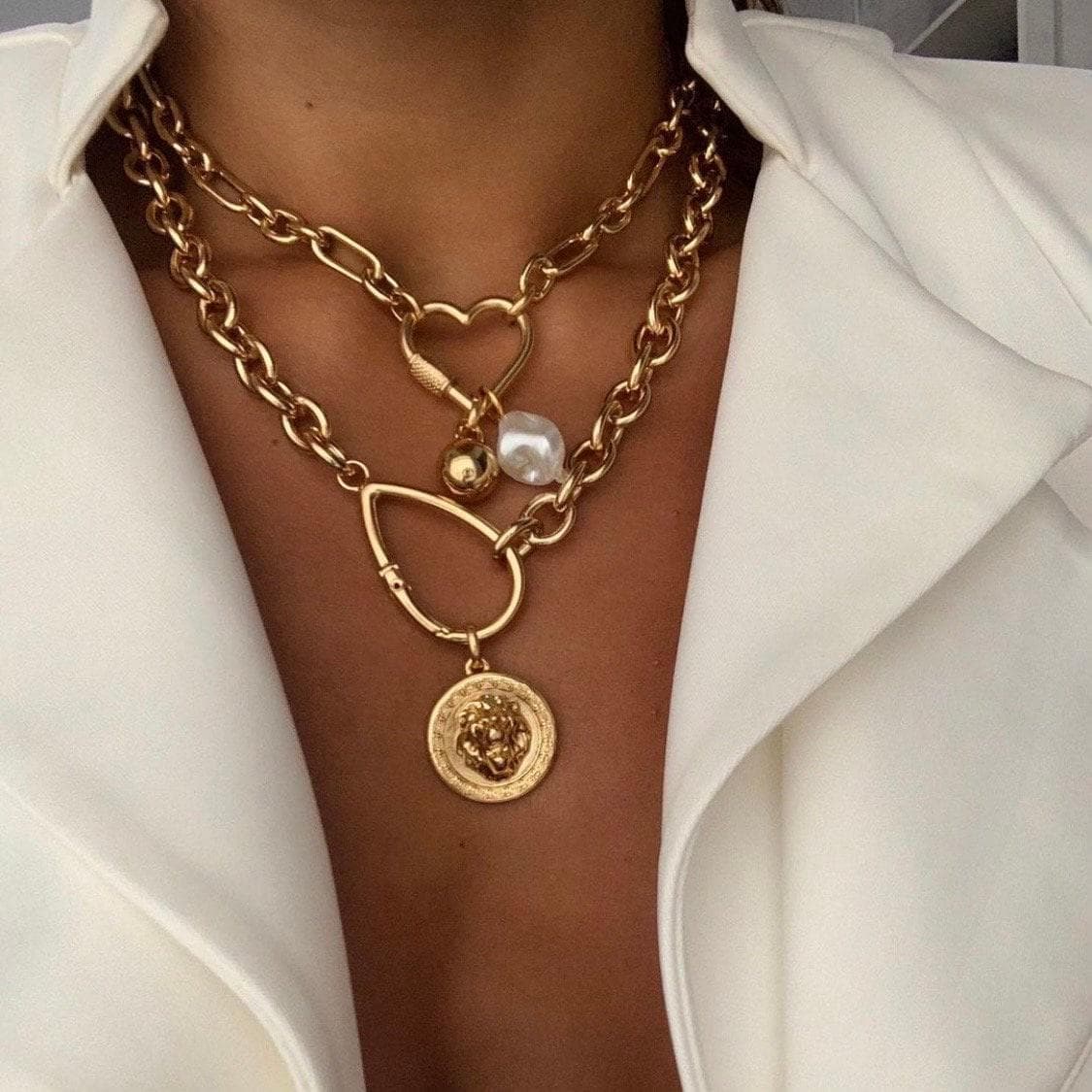 Gold Love Heart Carabiner Necklace - Etsy