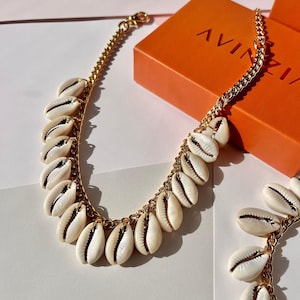 Natural Cowrie Shell Beaded Necklace | Cowrie Shell Anklet | Cowrie Shell Earrings | Puka Shell Necklace | Jewelry Gifts Jewelry Gift