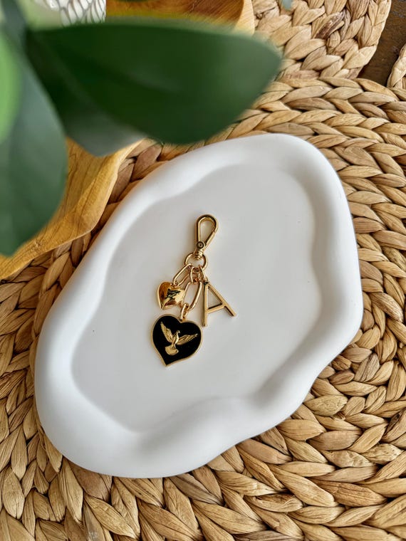Personalized Heart Keychain With Initial Letter - Unicorn Design Bag Charm For Preppy Gifts - View #7