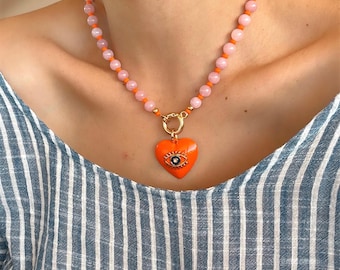 Colorful Beaded 18" Gemstone Necklace | Pick 2 Charms For Your Necklace | Jewelry Gifts Jewelry Gift Resort Jewelry | Galentine's Gift