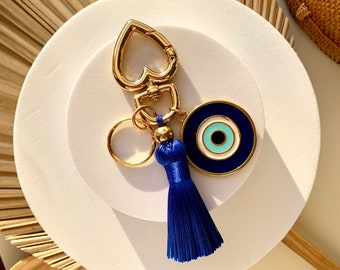 Evil Eye Carabiner Keychain | Key Chain Holder Evil Eye Gift Heart Carabiner Keychain Holder Large Gold Heart Keychain Turkish Eye Charm