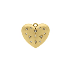 Gold Pave Puffed Herz Charm 35 mm