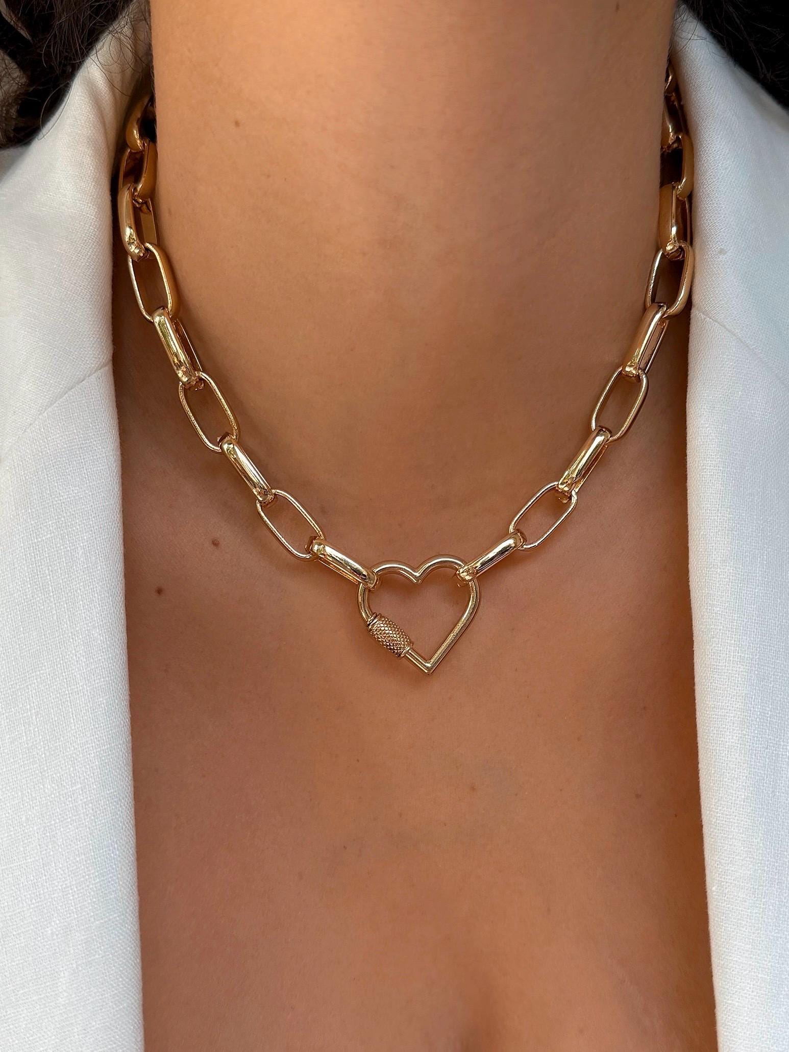 Heart Carabiner Necklace Valentines Gift - Etsy