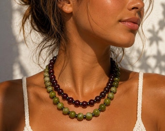 Laila Necklace| Green Jade Necklace | Carnelian Necklace