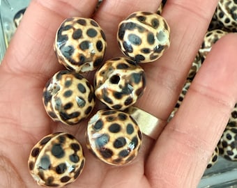 10 Ceramic Leopard 16mm Beads for Jewelry Making