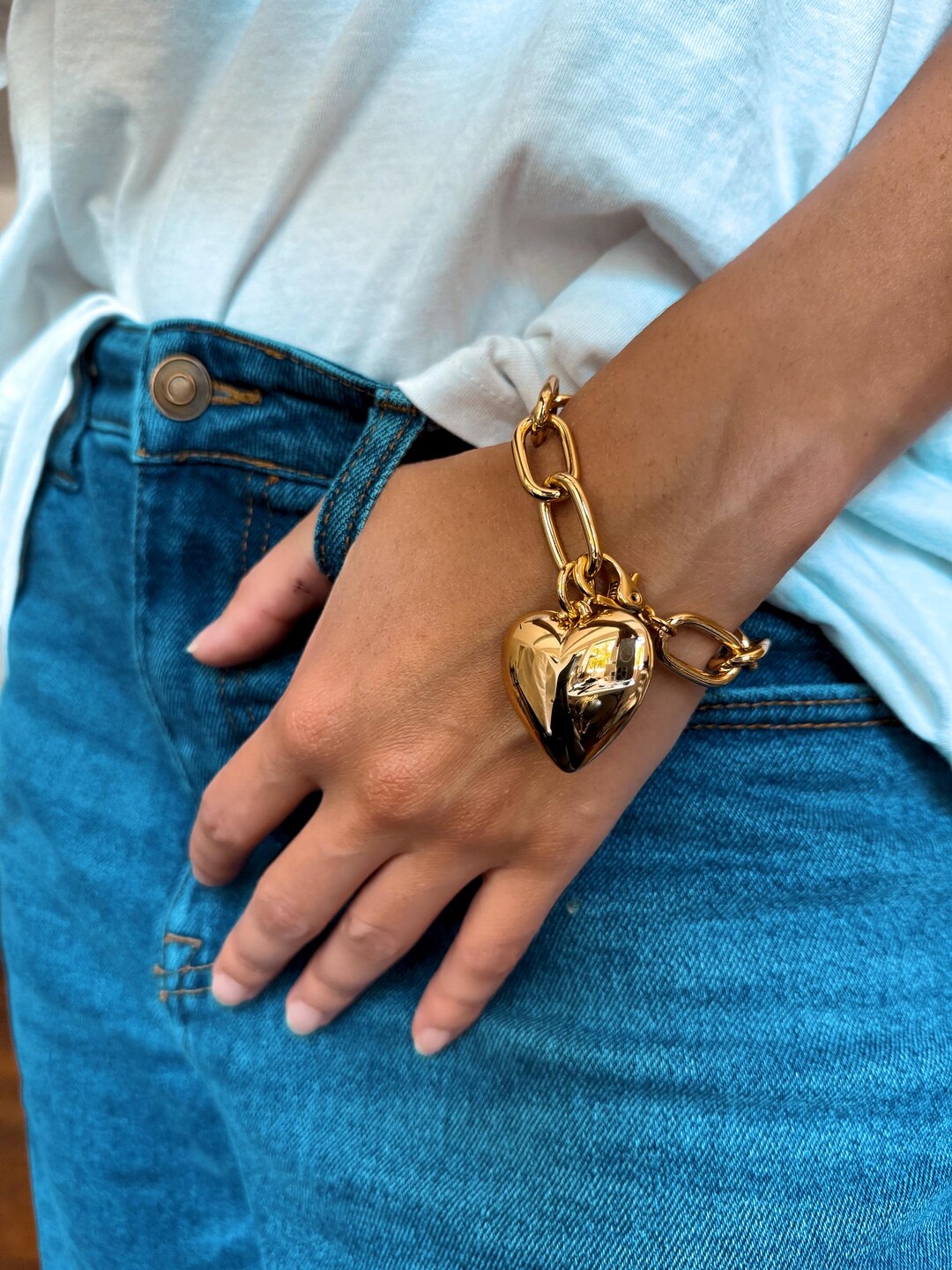 HANDCAST GOLD HEART NECKLACE