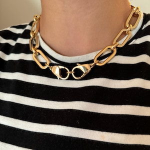 18” Gold Chunky Chain Necklace | Front Clasp Gold Link Chain Necklace Large Link Chain Chunky Gold Necklace Chunky Chain Necklace