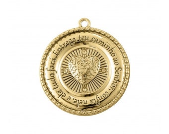 Gouden heilig hart medaillon charme 43 mm | Bedels voor sieraden