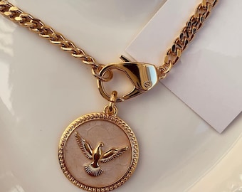 Holy Spirit Dove Necklace | Gold Chain Necklace | Christmas Necklace Gift | Religious Confirmation Gift | Jewelry Gift |