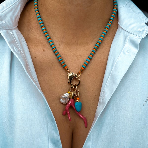 Rosa Korallenzweig Halskette | Muttertag-Schmuck-Geschenk| Geschenk für Mama