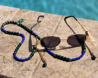 Blue & Green Convertible Strap 3 in 1 | Eyeglass Strap | Multi Strand Bracelet | Beaded Necklace | Fashion Eyewear Accessory | Gift for Her