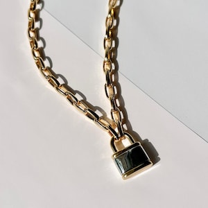 Gold Lock Pendant Necklace: Customizable Length | Jewelry Gifts