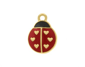 Ladybug Pendant Gold with Red 17mm | Jewelry Gifts Jewelry Gift Resort Jewelry | Galentine's Gift | Wholesale Jewelry | Boutique Jewelry