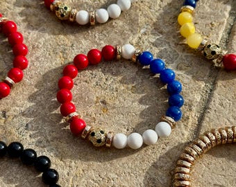 Soccer Team Bracelets | Country Flag Colors Beaded Bracelet | Sport Bracelet | Jewelry Gift | Galentine's Gift