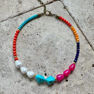 Summer Colors Choker Necklace | Beaded Choker Necklace | Multicolor Necklace | Colorful Necklace