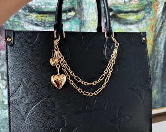 Trendy Swag Charm Modern Puffy Heart Bag Chain | Purse Charm | Key and Lock Charms Bag Charm Chain | Christmas Gift for Women | Jewelry Gift