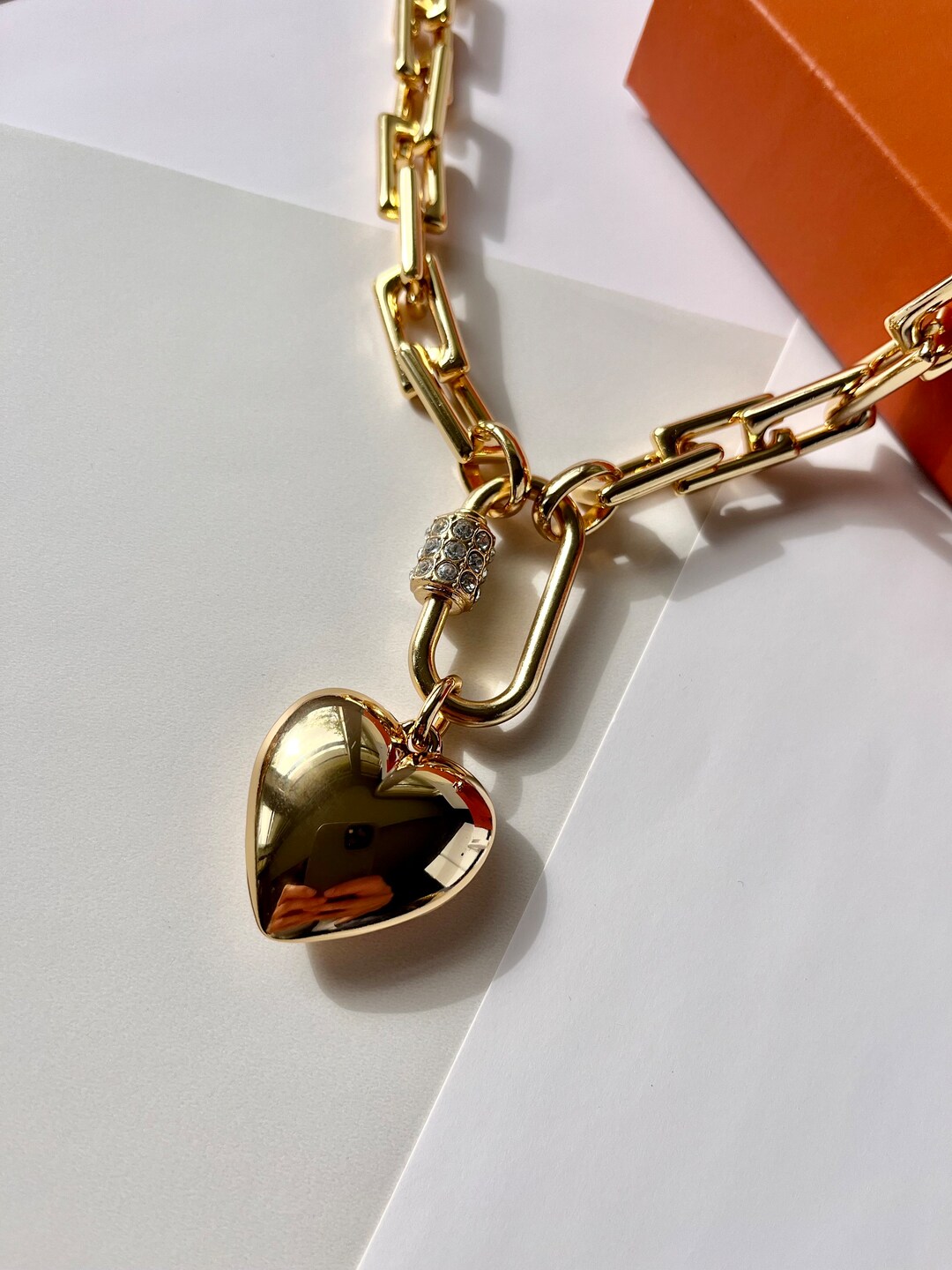 Silver Layered Heart & Beads Pendant Necklace