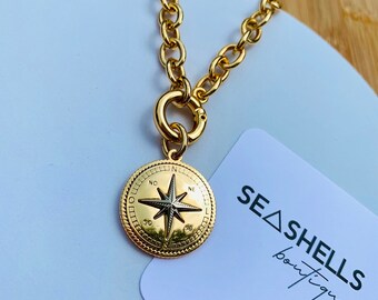 Compass Necklace | Shipmate Charm Pendant Gift For Traveler Nautical Gift Gift For Captain Windrose Charm Necklace Silver Compass