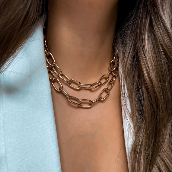 LIFETIME 24k Gold Plated Scroll Chain Necklace - Real Gold Plated Men & Women's Jewelry