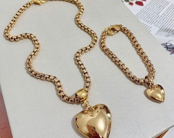 Bubble Gold Puffy Heart Pendant Necklace: 18k Gold-Coated Zamak | Jewelry Gifts Jewelry Gift Resort Jewelry | Galentine's Gift