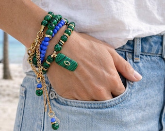 Blue & Green Convertible Strap 3 in 1 | Eyeglass Strap | Multi Strand Bracelet | Beaded Necklace | Fashion Eyewear Accessory | Gift for Her