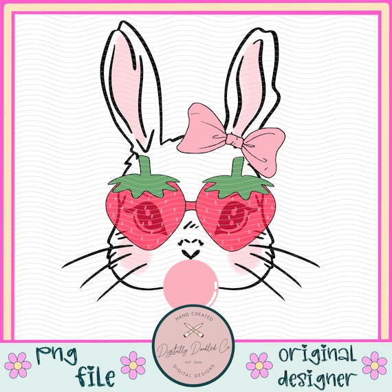 Pastel Bunny Png•Strawberry Bunny Png•Strawberry Sunglasses•Soft Girl Png•Coquette Png•Soft Girl Era Png•Pink Bow Png•Coquette Shirt Design