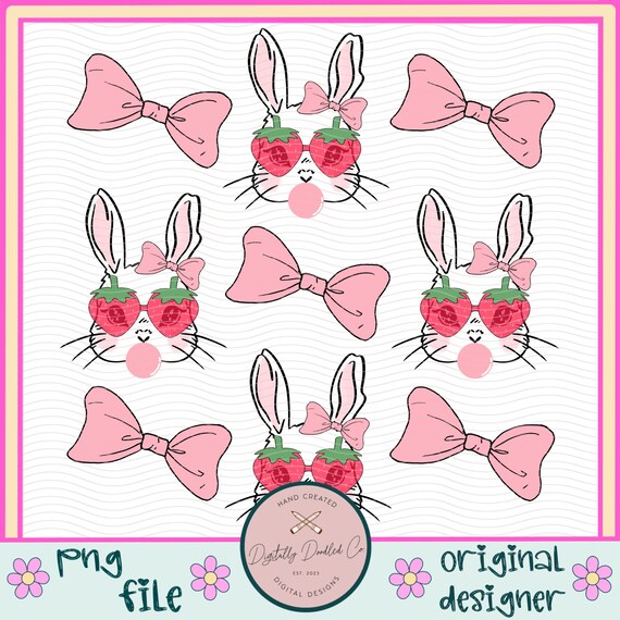 Pastel Bunny Png•Strawberry Bunny Png•Strawberry Sunglasses•Soft Girl Png•Coquette Png•Soft Girl Era Png•Pink Bow Png•Coquette Shirt Design