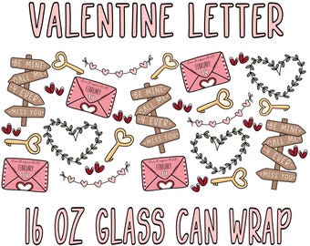 Valentine 16 Oz Glasdosenverpackung PNG•Trendige Glasdosen Designs•UVDTF Tassenverpackungen•Valentinstag Gekritzel PNG•Girly Valentine