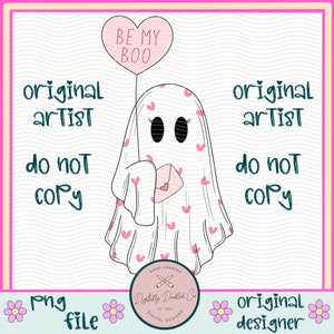 Be My Boo Png•Valentines Ghost Png•Ghost With Balloon•Pastel Valentines Day•Valentines Day Sublimation•Girl Ghost Png•Popular Valentines Png