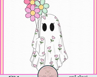 Easter Ghost Png•Floral Ghost Png•Spooky Easter Png•Ghost With Balloon•Pastel Easter Png•Girl Ghost Png•Popular Easter Png•Ghost With Flower