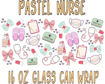 Nurse 16 oz Glass Can Wrap•Coquette Nurse Glass Can•Nurse Cup Wrap Design•Nursing School Gift•Nurse Life Png•Girly Nurse Png•Floral Nurse