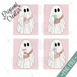 Cute Ghost Drinking Coffee Png•Ghost Holding Coffee•Ghost Holding Tumbler•Ghost Iced Coffee Png•Iced Coffee Halloween Png•Halloween Bundle