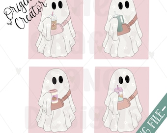 Cute Ghost Drinking Coffee Png•Ghost Holding Coffee•Ghost Holding Tumbler•Ghost Iced Coffee Png•Iced Coffee Halloween Png•Halloween Bundle