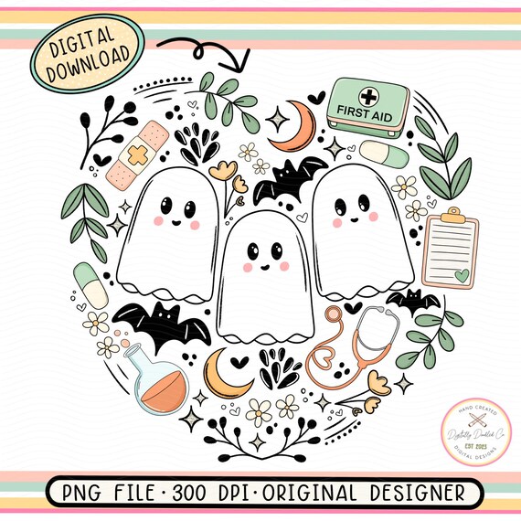 Spooky Nurse PNG•Labor And Delivery Halloween•Medical Ghost PNG•Creepy Cute PNG•Halloween Nurse Shirt Design•Cute Ghost Doodle Png•Boho Png