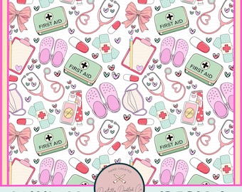 SEAMLESS Nursing PNG•Seamless Nurse Pattern•In My Nurse Era Tumbler Wrap•Nursing Student Gift•Nursing Cup•Nurse Uvdtf•Nurse Badge Reel Png