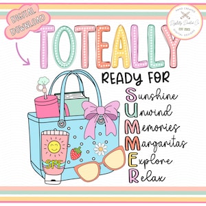 Tote Bag Png•Sommer-shirt Design•Total Bereit für den Sommer•Sommer Doodle•Strandtasche•Retro Sommer Png•Beach DTF Png•Hallo Sommer•Trendy Sommer
