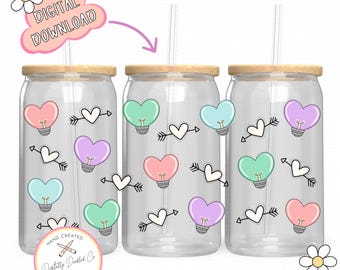 Valentine 16 Oz Glasdosenverpackung PNG•Trendige Glasdosen Designs•UVDTF Tassenverpackungen•Valentinstag Gekritzel PNG•Girly Valentine