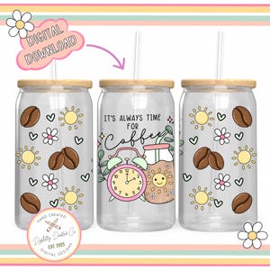 Cute Coffee Lover 16 oz Can Wrap•Glass Can Design•Coffee Lover UVDTF png•Fueled By Coffee PNG•Hand Drawn Design•Beer Can Sublimation•Boho