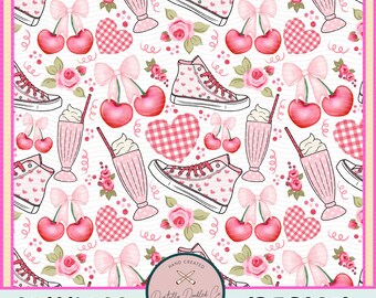 Coquette Seamless PNG•Pink Bow Coquette•Coquette Aesthetic Design•Coquette Cup Wrap Design•Retro Coquette Cherries PNG•Spring Flowers PNG