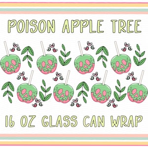 Poison Apple 16 oz Glass Can Wrap•Halloween Can Wrap Design•Boho Halloween PNG•Aesthetic Png•Spooky Girl Design•DTF Png Designs•Trendy Png image 2