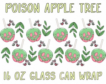 Poison Apple 16 oz Glass Can Wrap•Halloween Can Wrap Design•Boho Halloween PNG•Aesthetic Png•Spooky Girl Design•DTF Png Designs•Trendy Png