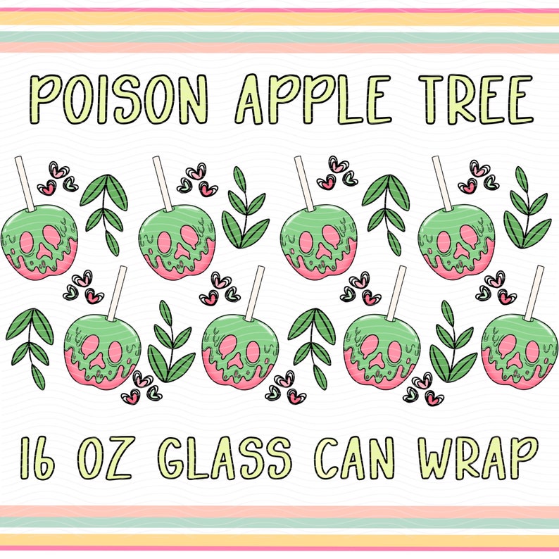 Poison Apple 16 oz Glass Can Wrap•Halloween Can Wrap Design•Boho Halloween PNG•Aesthetic Png•Spooky Girl Design•DTF Png Designs•Trendy Png image 2