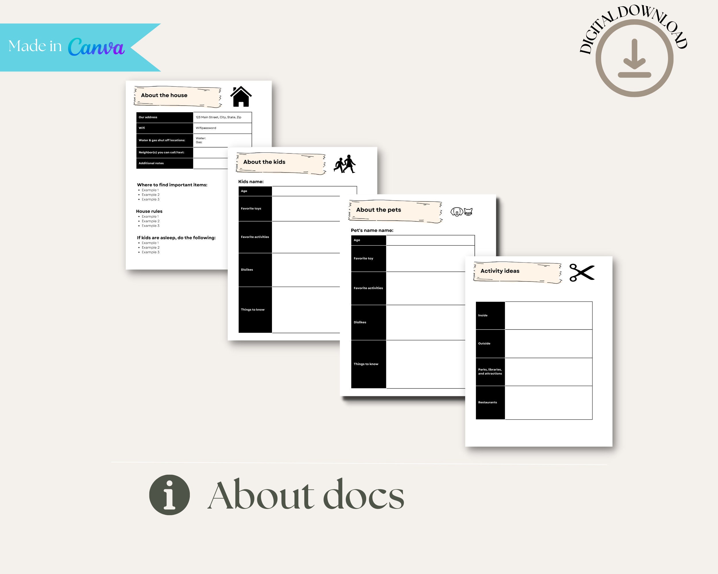 Nanny Binder Printable | Nanny Notes | Nanny Agreement | Au Pair ...