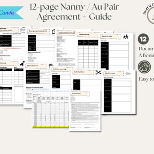 Nanny binder printable | nanny notes | nanny agreement | au pair planner | au pair handbook | nanny scheduler