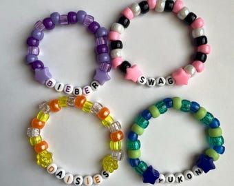 Justin Bieber Swag Friendship Bracelets, Mystery or Custom/Personalized