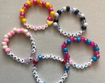 Sabrina Inspired Bracelets Pack, Mystery or Personalized/Custom Bracelets, Sabrina Inspired merch Man’s Best Friend, Short n Sweet