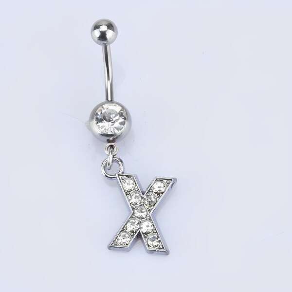 Initial Belly Ring Etsy